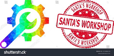 Red Round Grunge Santas Workshop Stamp Stock Vector Royalty Free