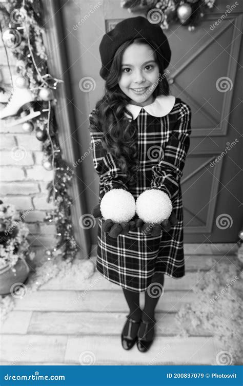 Christmas Party Cheerful Girl Having Fun Christmas Eve Child Believe