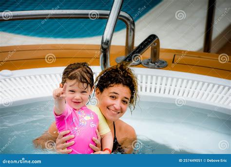 Beautiful Young Girl And Her Mom Having Fun In A Jacuzzi Stock Image Image Of Water Beautiful