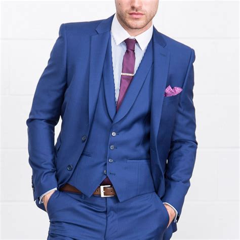 Onesix5ive Three Piece Slim Fit Blue Suit Three Piece Suits Mens