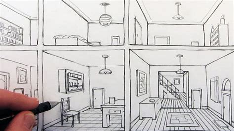How To Draw A Room In One Point Perspective In A House One Point