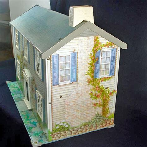 copperton lane wolverine tin litho 2 story dollhouse with furniture dollhouses miniatures 12541