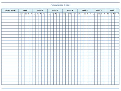 Free Printable Student Attendance Sheet