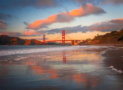 San Francisco Golden Gate Bridge Sunset Baker Beach Reflec Flickr