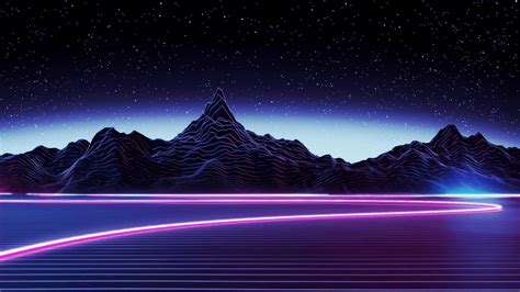 Free Download Desktop Neon Mountain Wallpaper Dark
