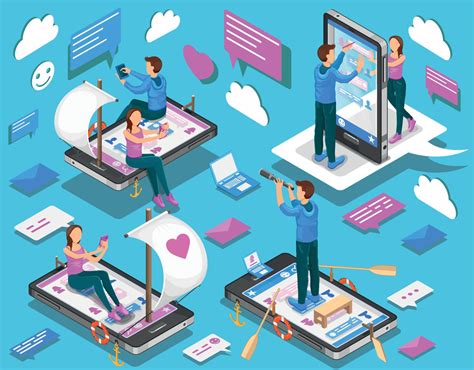 Virtual Relationships And Online Dating Isometric Concept Vector Illustration 21188770 Vector