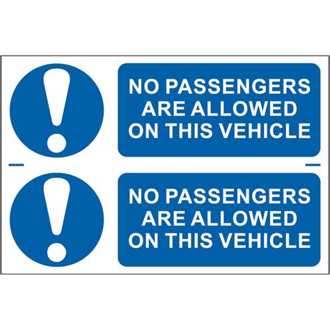 ‘no Passengers Are Allowed On This Vehicle Sign Self Adhesive Semi