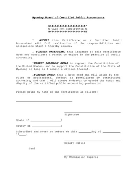 Oath For Certificate Form Printable Pdf Download