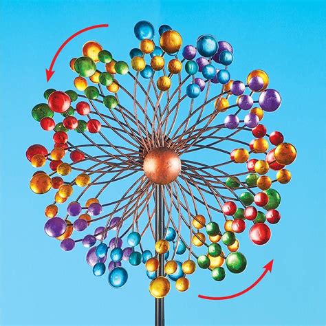 Colorful Double Wind Spinner 60 Outdoor Yard Art Garden Decoration