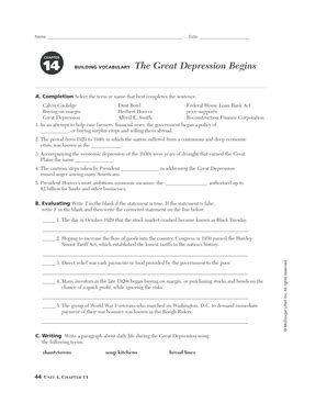 The great depression was the worst economic downturn in the history of the industrialized world, lasting from the stock market crash of 1929 to what caused the great depression? 33 The Great Depression Begins Worksheet Answers - Worksheet Resource Plans