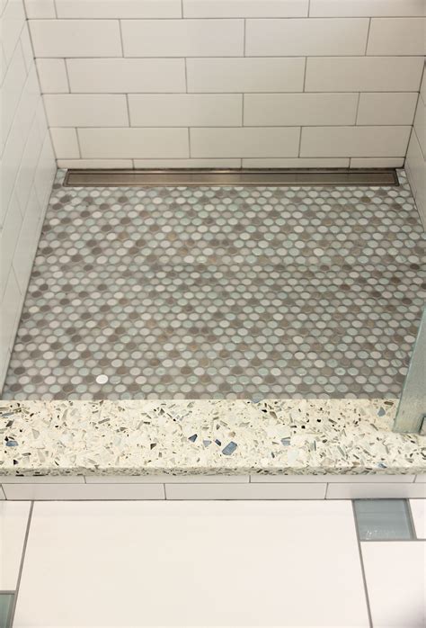 Marble Penny Tile Shower Floor