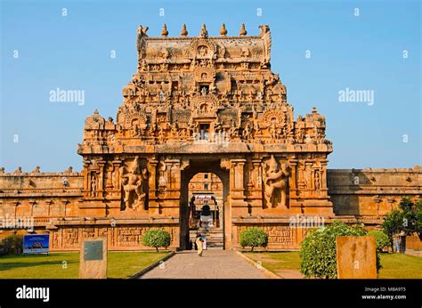 Entrance In A Temple With Hindu Gods On Gopuram Stock Photo Image Of 98c