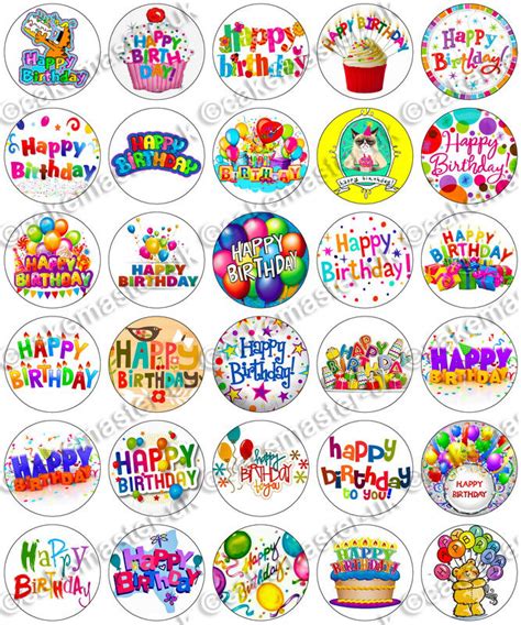 Top your cupcakes with these colourful happy birthday edible image toppers! 30 x Happy Birthday Party Edible Rice Wafer Paper Cupcake ...