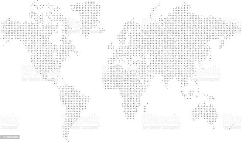 Dotted World Map Gray Dots On White Stok Vektör Sanatı And Afrika‘nin