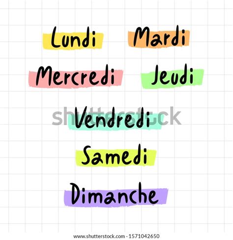Handwritten Names Days Week French Monday Stock Vector (Royalty Free ...