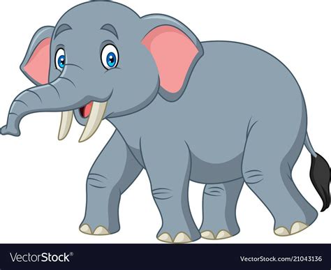 Cartoon Happy Elephant Vector Image On Cartoon Drawings Of Animals