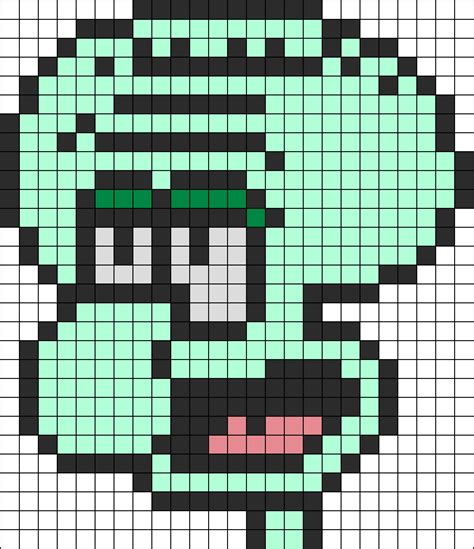Squidward Perler Kandi Pattern Pixel Art Templates Pony Bead