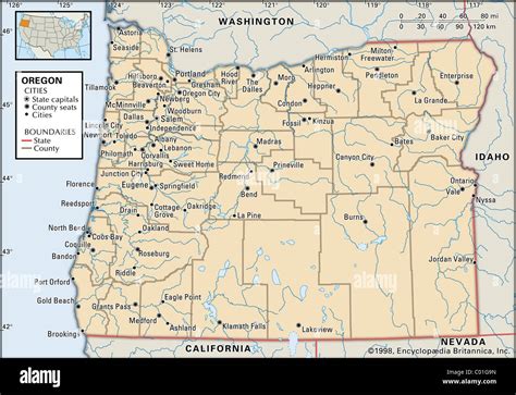 Political Map Of Oregon Stock Photo Alamy