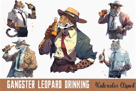 Gangster Father Leopard Drinking Bundle Graphic By Lewlew · Creative Fabrica