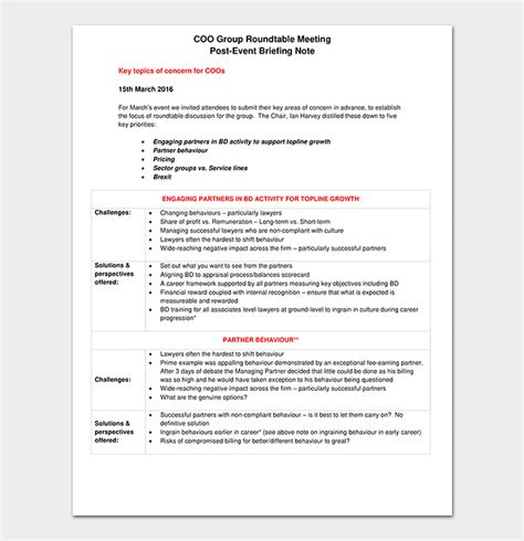 Briefing Note Template 15 Samples Word Doc And Pdf Format