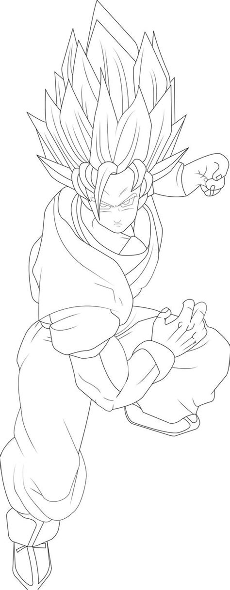 Goku Super Saiyajin 2 Line Art By Luffy12356 On Deviantart