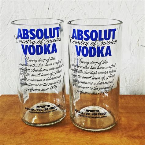 Absolut Classic Vodka Bottle Drinking Glasses By Liquorwicks