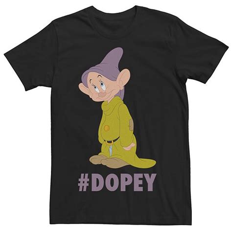 Mens Disney Snow White Dopey Hashtag Portrait Tee