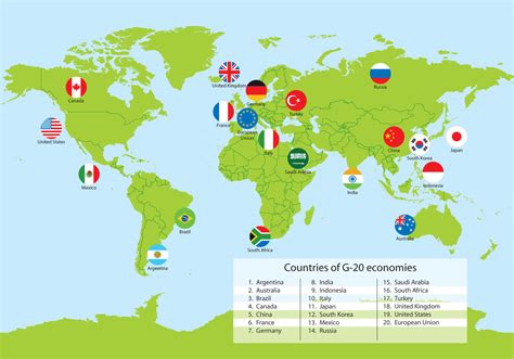 G20 Countries World Map Vector Download Free Vector Art Stock