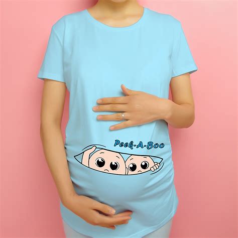 Twins Print Maternity T Shirts Casual Pregnancy Maternity Clothes With