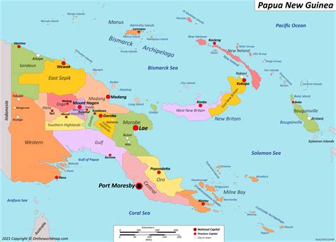Large Size Physical Map Of Papua New Guinea Worldomet
