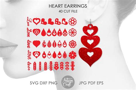 Heart Earrings Svg Valentines Earrings Svg Cut Files So Fontsy