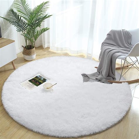 Terrug Super Soft Round Rugs For Kids Room Cute Fluffy Plush Shaggy