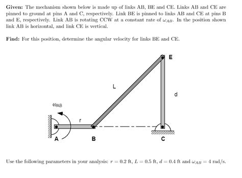 Solved Given The Mechanism Shown Below Is Made Up Of Links Ab Be And