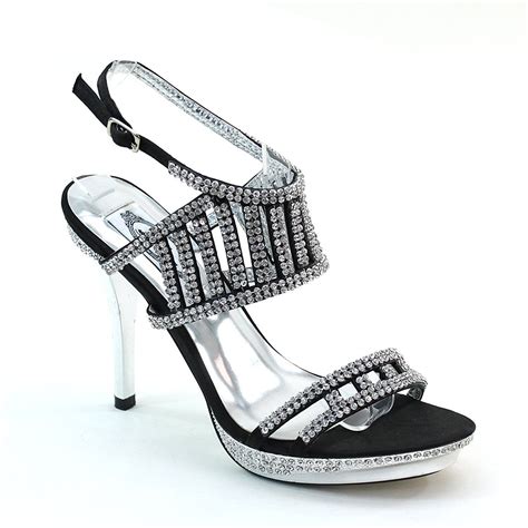Brieten New Women S Rhinestone Ankle Strap High Heel Platform Slingback Dress Party Sandals