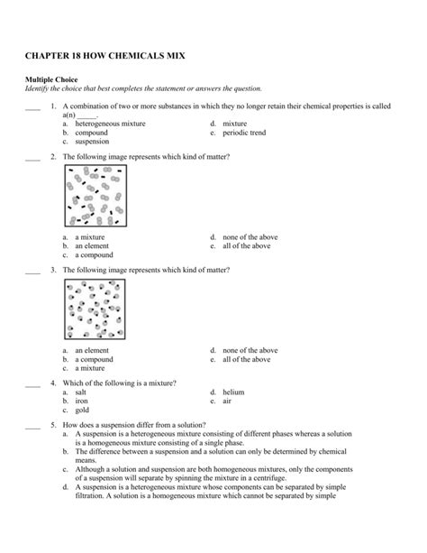 Getting the books classification of chemical reactions worksheet answers chemistry if8766 now is not type of inspiring means. Solutions Worksheet 1 Classification Of Matter Types Of ...