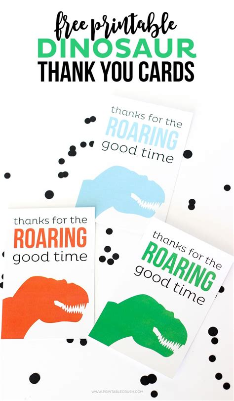 Free Printable Dinosaur Thank You Card
