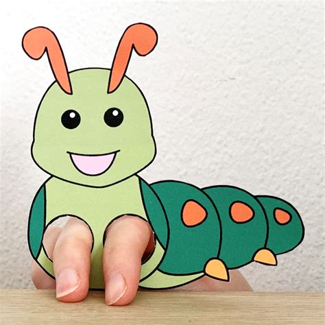 Caterpillar Finger Puppet Printable Insect Bug Coloring Paper Craft