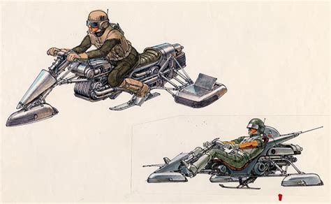 Speeder Bike Concept Art By Ralph McQuarrie Return Of The Jedi Environment Concept