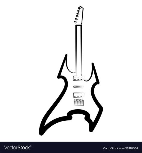 Electric Guitar Outline Stock Vector Illustration Of
