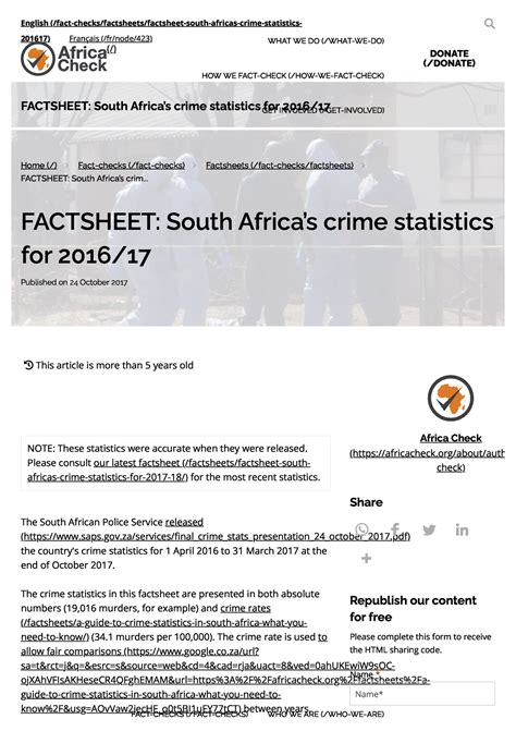 Factsheet South Africas Crime Statistics For 2016 17 Africa Check This Article Is More Than