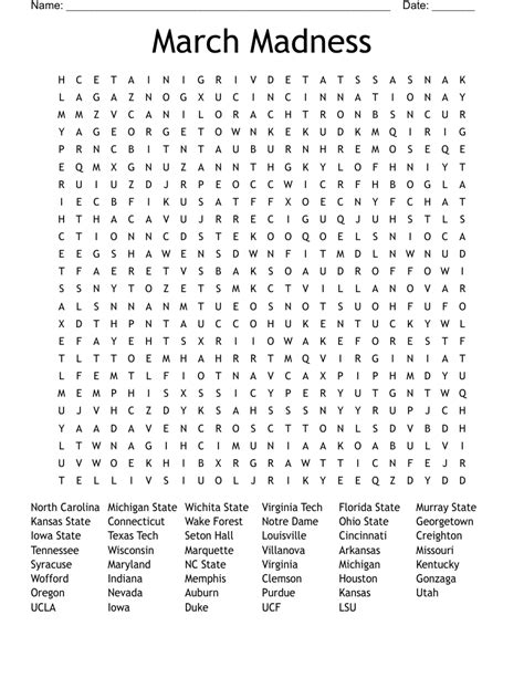 March Madness Word Search Wordmint