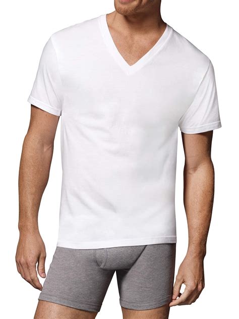 6 Mens Undershirts T Shirt V Neck T Shirts Cotton Tee Shirt WHITE