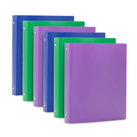 1 3 Ring Flexible Plastic Binders Assorted Colors 6 Pack Blue