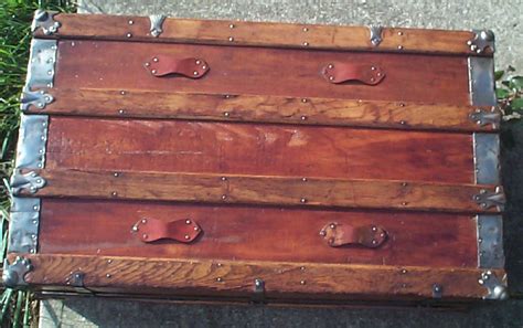 Length 38 1/2″, width, 23 3/4″, height 22 1/4″ quality tack trunks for sale. 646 Restored Antique Trunks For Sale Available 540 659 6209