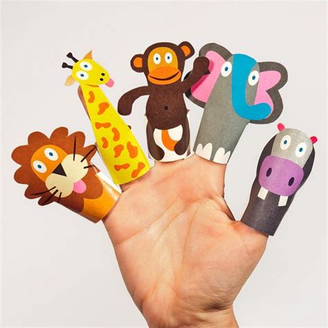 Jungle Animals Paper Finger Puppets Printable Pdf Toy Diy Etsy