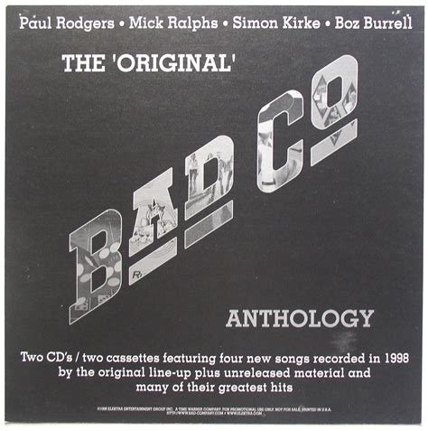 1999 Bad Company Anthology Elektra Used Promo Flat Thingery