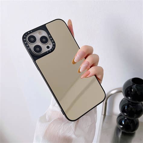 dteck stylish mirror case for iphone 12 pro ultra slim camera protection makeup mirror back