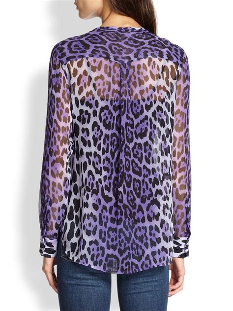 Equipment Lynn Silk Chiffon Leopard Print Blouse In Purple Lyst