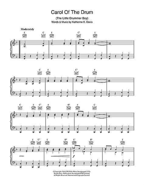 Music notes for choral instrumental pak sheet music by : Katherine K. Davis - Carol Of The Drum (The Little Drummer Boy) sheet music
