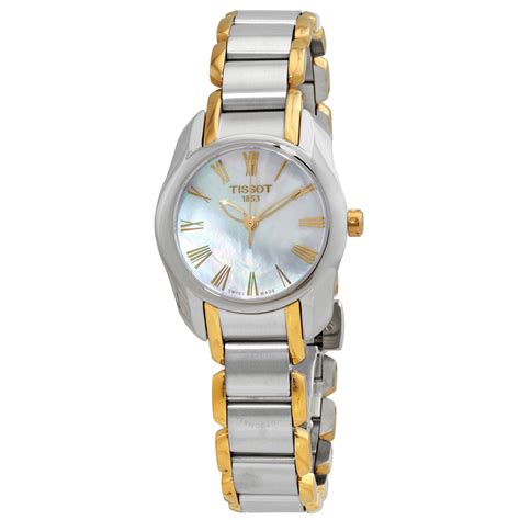 Tissot T Wave Quartz White Mother Of Pearl Dial Two Tone Ladies Watch